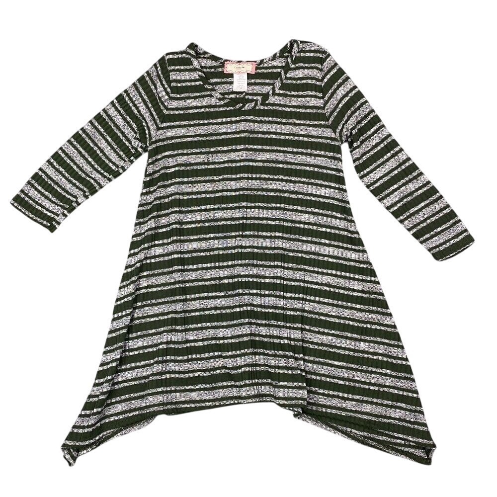 Cest La Vie Womens Small Asym Hem Swing‎ Dress Stripe Knit Premium Vintage Tier